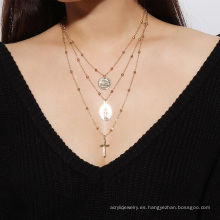 Simple Metal Long Clavicle Cabil Collar Collar Collar Collante Cross Cross